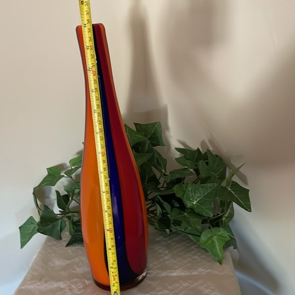 Exquisite Vintage Murano Cased Tri-Colored Striped Vase! - Picture 13 of 15